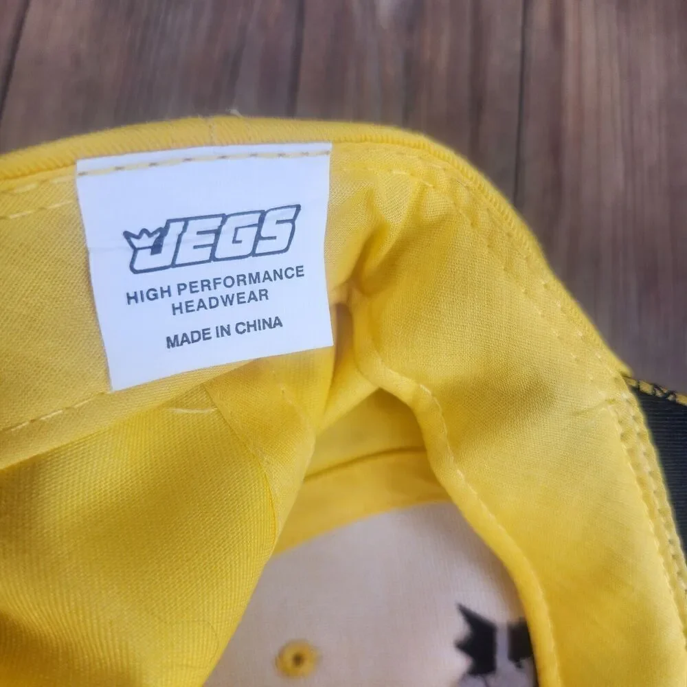 JEGS High Performance Strapback Hat Cap Yellow Black Auto Parts Cars Mechanic